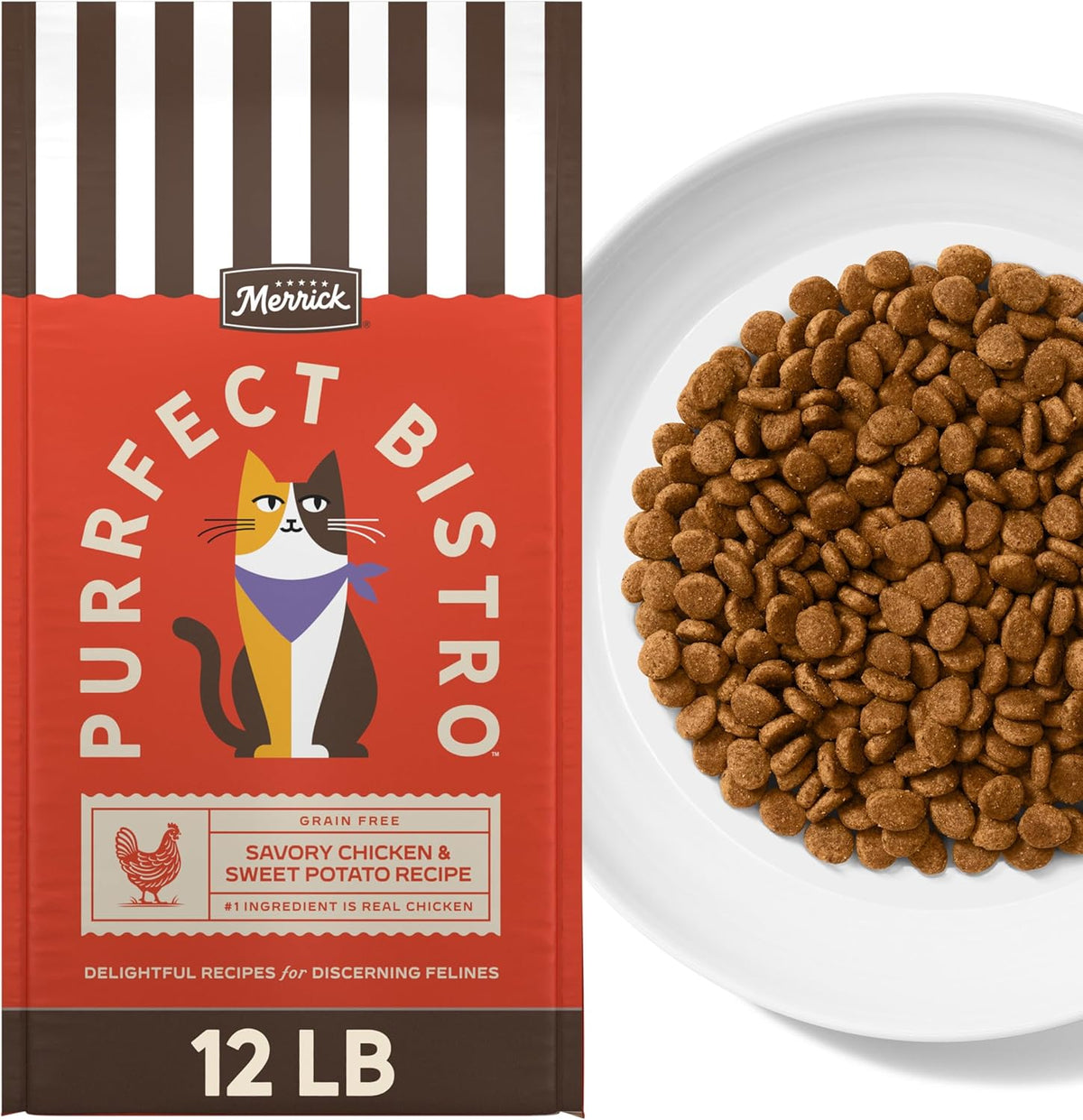 Grain Free Chicken and Sweet Potato Recipe Natural Dry Cat Food for Adult Cats, High Protein, Outdoor or Indoor Cat