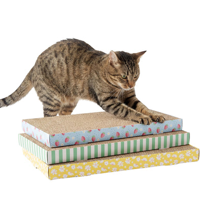 XL 3-Pack Cat Scratcher Pads – Durable Corrugated Cardboard Scratch Pads – Double-Sided for Longer Use, Cat Claw Maintenance & Furniture Protection, Cat Scratching - 10" x 18"
