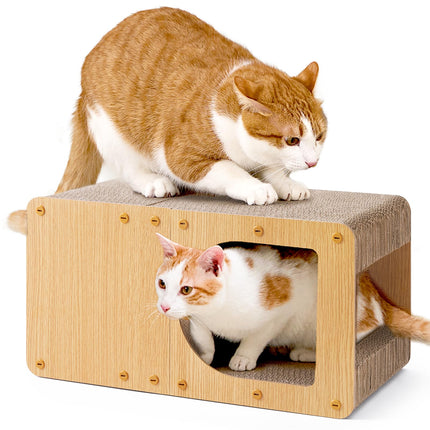 Cardboard Cat Scratcher House, 17-Inch Cat Scratch pad, Brown
