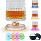Spinning Whiskey Glass with Ambient Lighting Set, 360 Degree Rotating