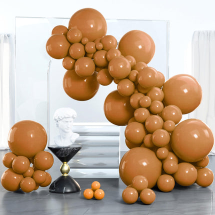 Dark Brown Balloons 100pcs Boho Coffee Neutral Different Sizes