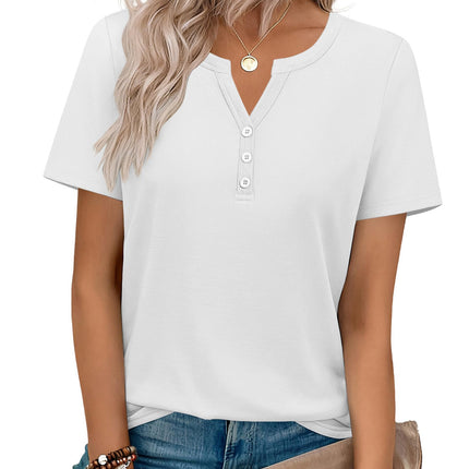 Blusas de verano para mujer con cuello V y manga corta, elegantes y casuales