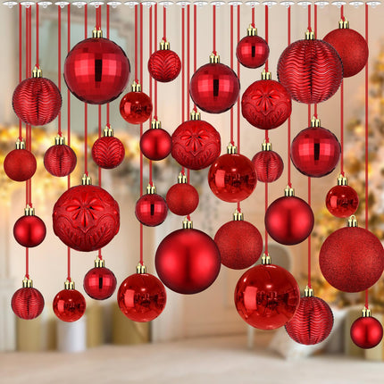36 Pcs Christmas Balls Ornaments for Ceiling, Red, Green, Gold