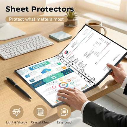 Pauuooa 120 Pack Clear Sheet Protectors 8.5 × 11 Inch, Plastic Page Sleeves for 3 Ring Binder, Transparent Letter‑Size Document Covers, Top Loading, for Paper Documents, Home, School and Office Use
