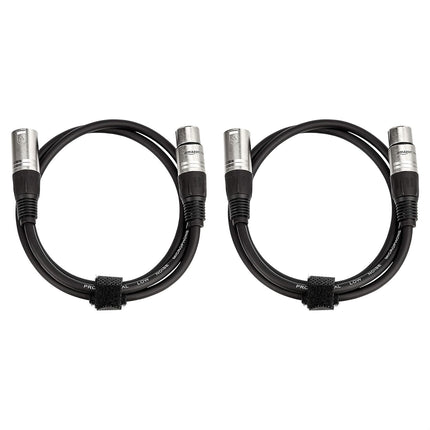 Amazon Basics 2-Pack XLR Microphone Cable for Speaker or PA System, All Copper Conductors, 6MM PVC Jacket, 3 Foot, Black