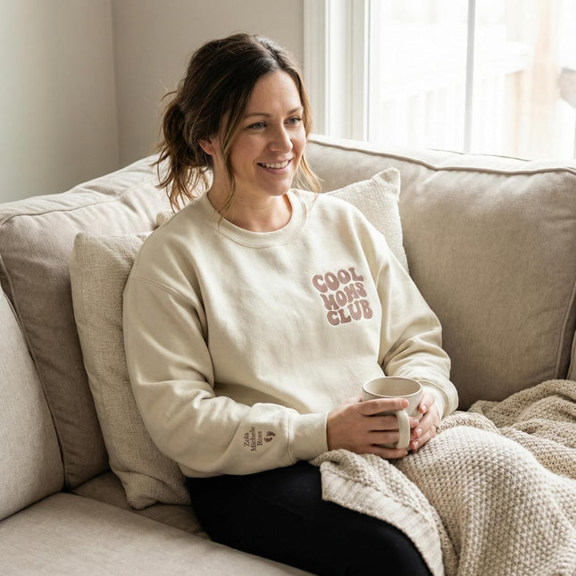 Cool Moms Club Embroidered Sweatshirt with Kids Names