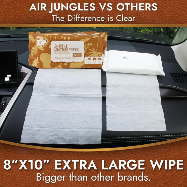 3in1 Leather Cleaner Wipes 70 Count, Extra Large 8" x