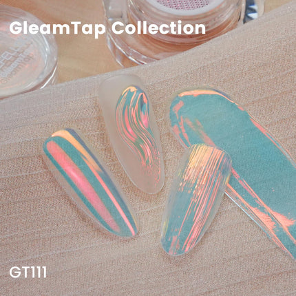 Yokefellow GleamTap Cushion Aurora Chrome Nail Powder -Mermaid Aurora Effect,Nail Art Glitter Decoration for Home DIY Salon Manicure (GT111 Afterglow/Purple Blue with Coral Sheen)