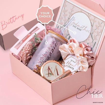 Sincerely, Me Will You Be My Nina Proposal Gift Box Set, Nina Gifts from Godchild, Nina Baptism Gift, Personalized Caja Regalo Nina, Godmother Keepsake for Spanish Families (GD2) (Blush, Chic)