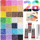 Multicolor High-Gloss Resin Flatback Rhinestones (3mm) with 3Pcs B7000 Jewelry Glue - DIY Bedazzling Kit for Diamond Art, Nail Art & Crafts (30000)