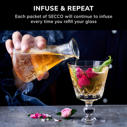 Secco Raspberry Rose Hibiscus Infusion – Botanical Sachets for Gin & Tonic, Cocktail, Mocktail & Vodka Mixers – Alcohol Infusion for All Home Bartending Enthusiasts – Bar Gift – Box of 8 Packets
