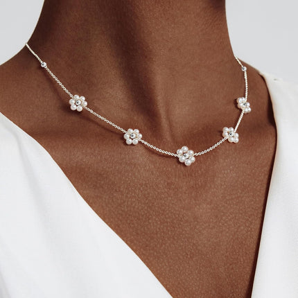 Partm Pearl Necklace for Women Trendy 14K Gold Plated Dainty Pearl Pendant Choker Set Handmade Pearl Gold Necklace Non Tarnish Simple Cute Jewelry Gifts for Women