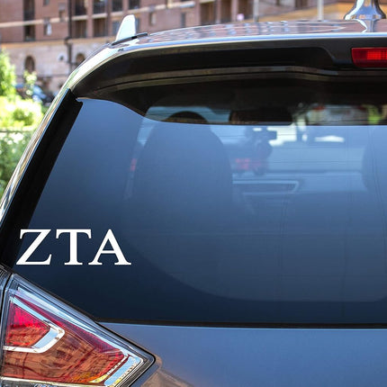 Zeta Tau Alpha Greek Sorority Sticker Decal, 2.5 Inches Tall, White