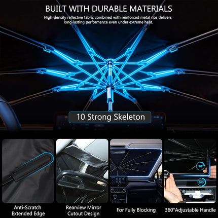 2026 Upgraded Car Windshield Sun Shade Umbrella - Custom-Fit for Honda Odyssey 2018-2026 Umbrella Sunshade,Easy Install,UV Protection & Heat Reflective,Keep Interior Cooler with Storage Bag