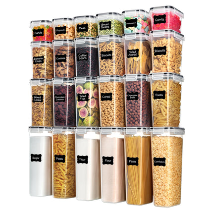 Airtight Food Storage Containers with Lids, 24 pcs, Black