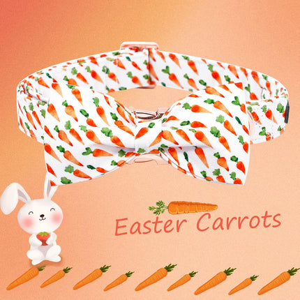 Elegant little tail Easter Dog Collar, Carrots Pet Collar with Bowtie Cute Pink Pet Bow Puppy Collars Adjustable Dog Collars for Medium Dogs