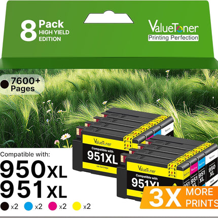 950XL and 951XL Ink Cartridges Combo Pack (8-Pack) Compatible for HP 950 951 Ink cartridges Combo Pack for HP OfficeJet Pro 8600 8620 8610 8615 8100 8630 8660 276DW 251DW, Black Cyan Magenta Yellow