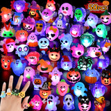 50pcs 3D Halloween Toys Light Up Ring Gifts Halloween Party Favors