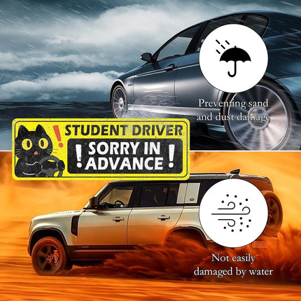 4Pcs Cat Cartoon Magnetic Car Sticker, Funny Magnetic Student Driver Signs, Not Easily Damaged by Water New Driver Accessories Supplies for Trucks & Cars