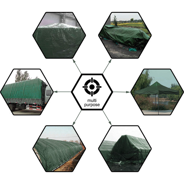 8x10Ft Multipurpose Waterproof Poly Tarp Cover 8 Mil, Green