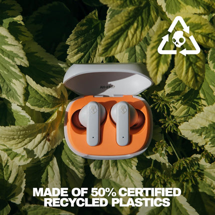 Skullcandy Smokin’ Buds Wireless Earbuds, Bluetooth Headphones, Noise Isolating Fit, Up to 20 Hours Battery, IPX4 Sweat and Water Resistant, Microphone for iPhone Android - Bone