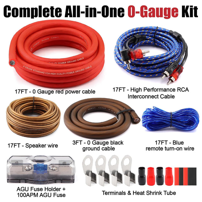 0 Gauge Audio Amplifier Installation Wiring Kit 3000W CCA with Fuse & RCA Complete Car Audio Power Cable Kit for Subwoofer and Speaker Install - image 2