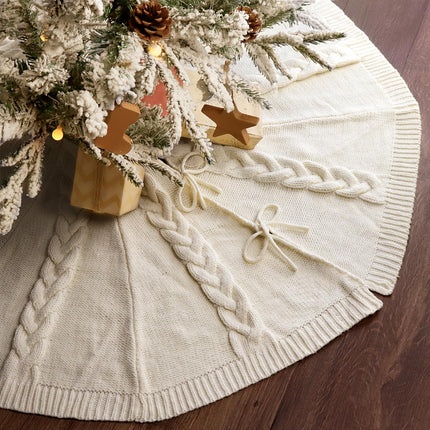 Knit Christmas Tree Skirts, Neutral Tree Skirt, Cozy Christmas Decorations