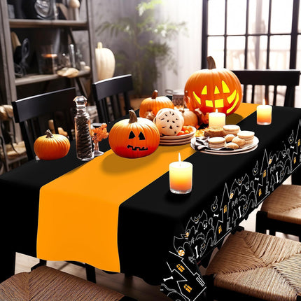 3 Pack Halloween Tablecloths,Disposable Plastic Tablecloths 54" x 108" Halloween Decorations,Plastic Table Cover for Birthday,Party Supplies,Holiday Table Cloth for Home,Dinner,Indoor,Outside