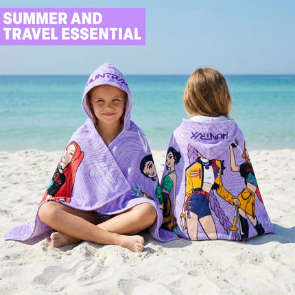 KPop Demon Hunters Bath Towels With Hood For Girls, 29.5 x 49.2 inch, Soft Absorbent Cotton Beach Towels, Swimming Pool Hooded Poncho, Shower Bath Travel Cozy Cute Gifts For Girls
