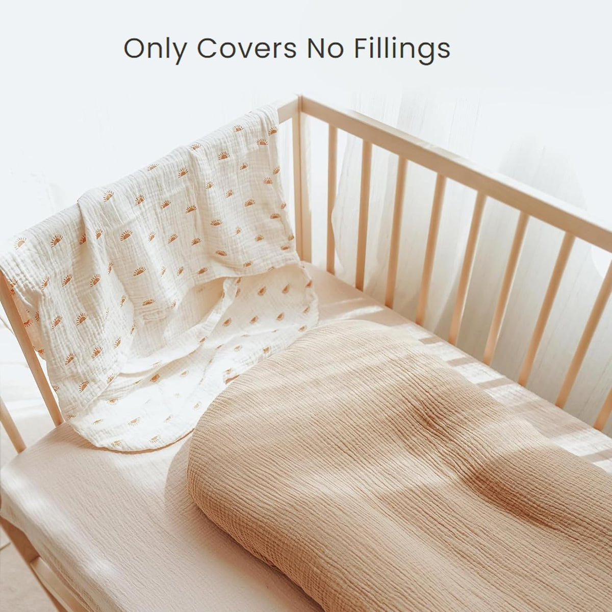 Muslin Baby Lounger Cover 2 Pack - 100% Cotton, Camel/Sun - photo 4