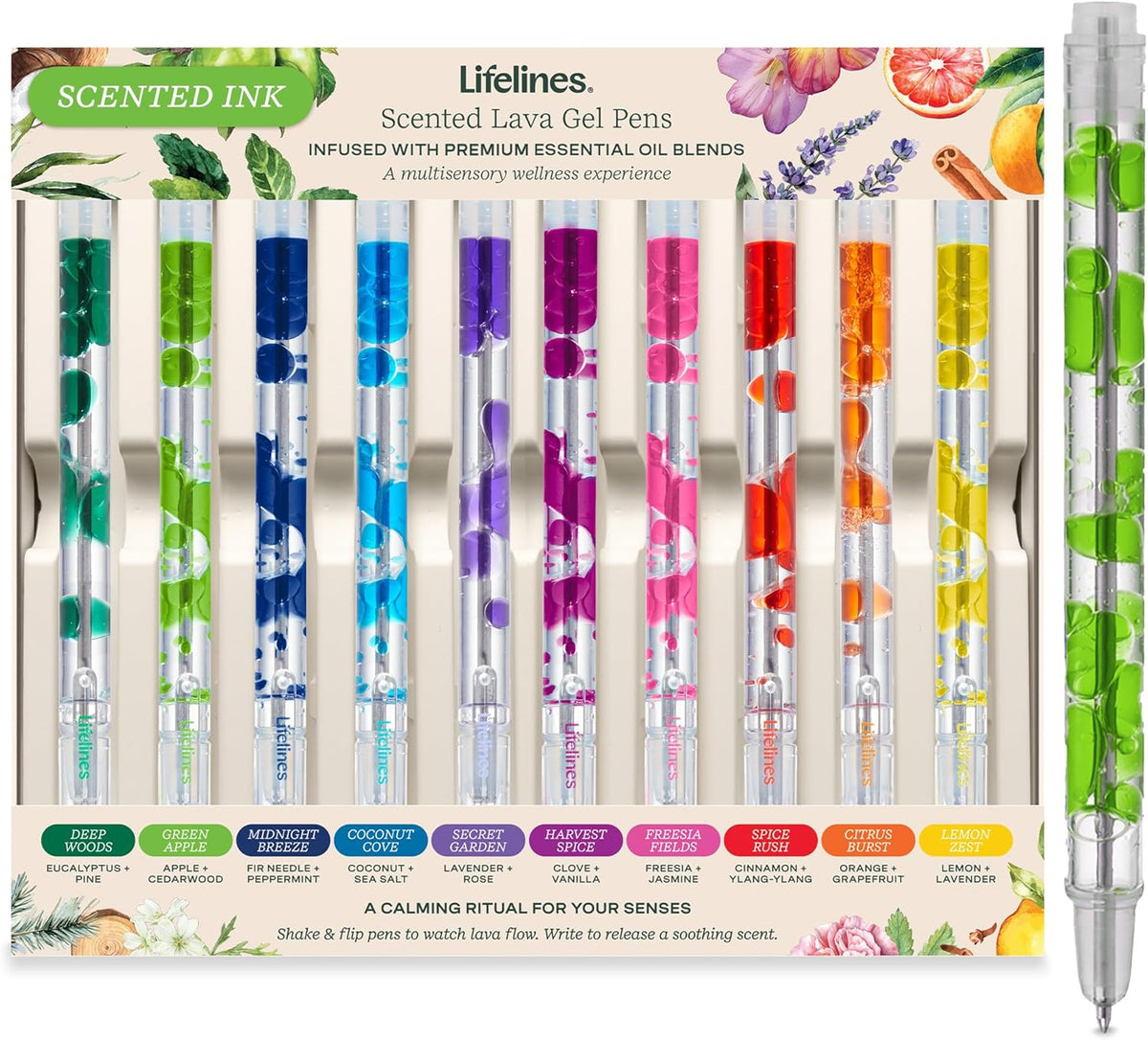 Scented Lava Gel Pen Set, 10-Pack Multi-Color 0.5mm
