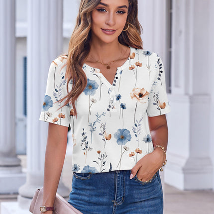 Blusas de verano para mujer, casuales, manga corta, cuello en V