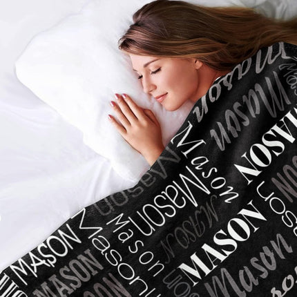 Ship Next Day, Personalized Baby Blankets for Baby Boys Girls, Kids Custom Name Blanket for Newborn Toddler Teen Adult, Monogram Daycare Receiving Throw Moms Gifts(30"x40") Black