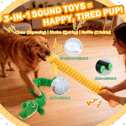 2-Pack 40” Extra-Long Squeaky Dog Toys for Large Dogs, Soft Chew Plush Stuffed Animal Dogs Toy, Interactive Tug-of-War Dog Toys for All Dogs to Keep Them Busy