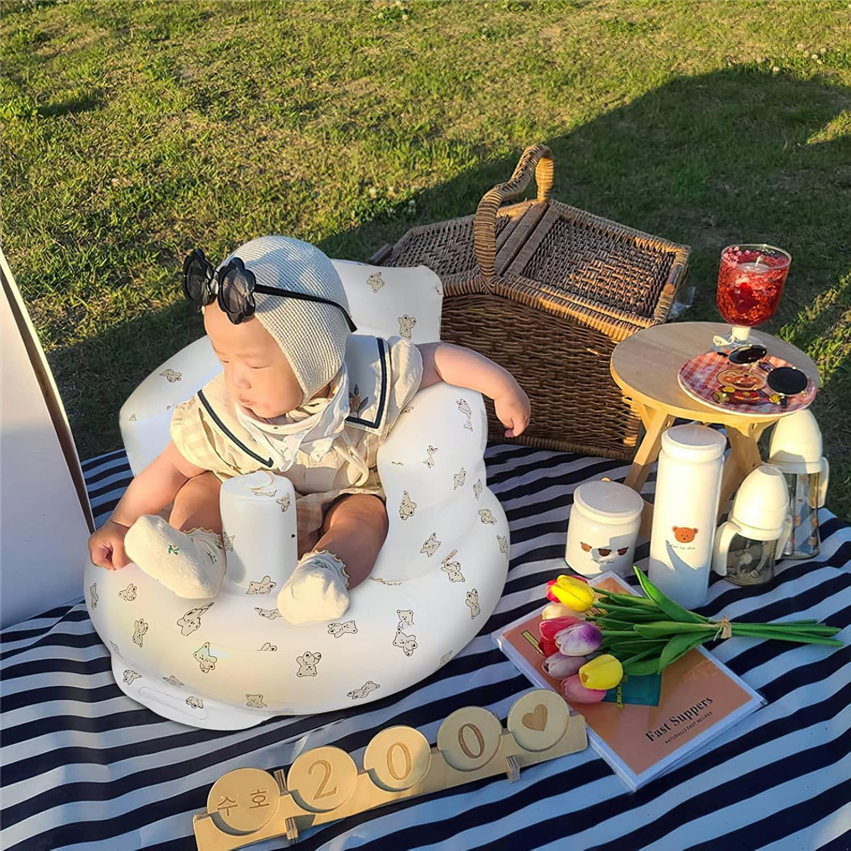 Inflatable Baby Floor Seat for Babies 3 Months & Up - Bear - photo 2