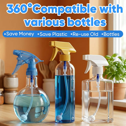 3 Pack Universal Fit 360° Spray Bottle Adapter,4.3in Weighted Tube Replacement，Upside Down Multi-Angle Sprayer Attachment for Kitchen, Garden, Home and Office, Cleaning Solutions