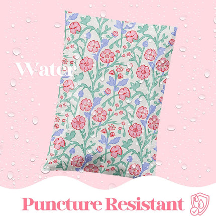 10x13 Designer Poly Mailer 100 Pack Heavy Duty Waterproof Self Seal Shipping Bags for Small Business Large Mailing Envelopes Bulk Tear Resistant Packaging Garden Party Spring Flowers