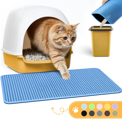 Cat Litter Mat, 23.2 x 14.6 in, Waterproof, Non-Slip, Grey