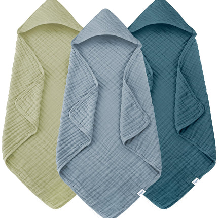 Toallas de baño con capucha para bebé de muselina, pack de 3, toallas ultrasuaves 100% algodón para recién nacidos, bebés y niños pequeños, 32x32 Inch, esenciales muy absorbentes y de secado rápido para la hora del baño, playa y piscina, serie rosa