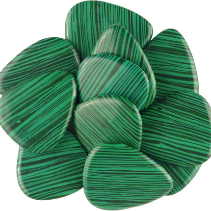 Green Malachite Stone Guitar Or Bass Pick - 3.0 mm Ultra Heavy Gauge - 351 Shape - Specialty Handmade Gemstone Exotic Plectrum - 3 Pack