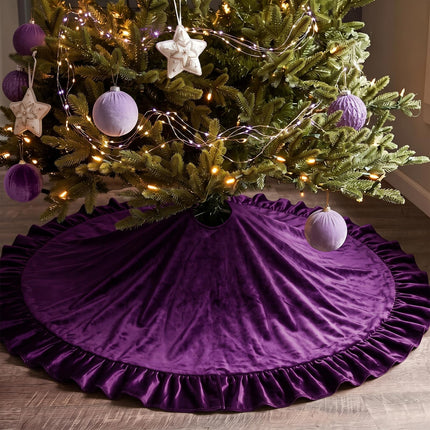 Falda de árbol de Navidad de terciopelo, 48 Inches, estilo moño, verde salvia