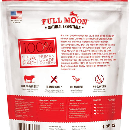 Full Moon All Natural Human Grade Dog Treats, Essential Beef Savory Sticks, 14 Ounce
