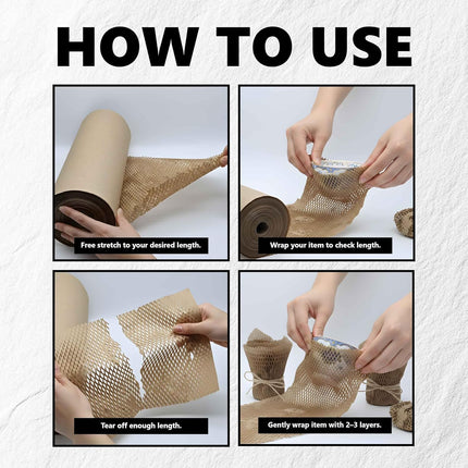 15”x500’ Honeycomb Paper, Honeycomb Packing Paper for Moving Packing Materials for Fragile Items, 1 rolls of 500ft With 48 Fragile Sticker Labels