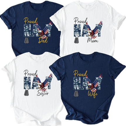 Custom Proud Navy Mom Shirt Personalized Military Boot Camp Gifts Army Dad Shirts Graduation Shirts for Family