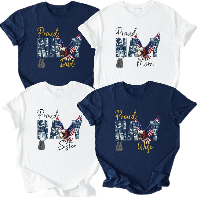 Custom Proud Navy Mom Shirt Personalized Military Boot Camp Gifts Army Dad Shirts Graduation Shirts for Family