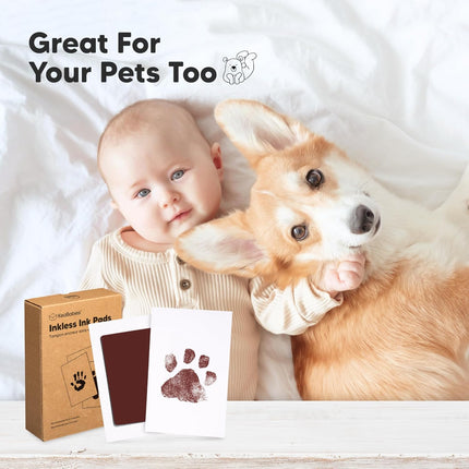 4-Pack Inkless Baby Hand and Footprint Kit - Mess Free Ink Pad for Newborn Keepsake, Dog Nose & Paw Print Kit, Clean Touch Ink Pad for Baby Hand & Footprints, Ideal New Mom Gifts (Auburn)