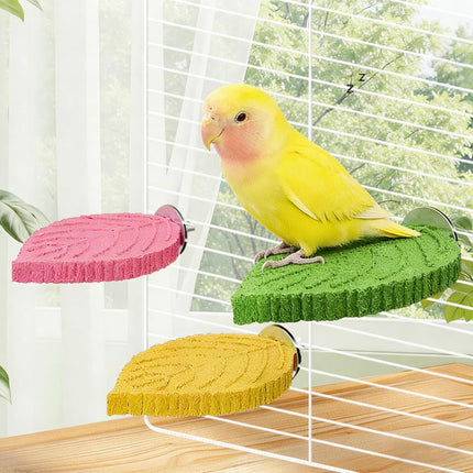 Leaf Shape Parrot Perch Stand Bird Paw Grinding Stick Bird Cage Perch Platform Accessories Non‑Slip Comfort Perchs for Parakeet Cockatiel Lovebird Small Birds Supplies