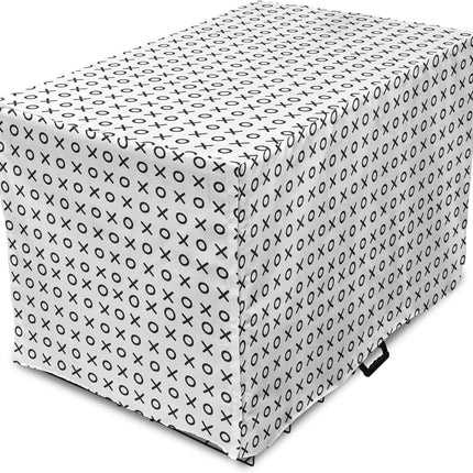 Ambesonne XOXO Dog Crate Cover, Simplistic and Monochrome Design of Letters X and O Modern Art Print, Easy to Use Pet Kennel Cover for Small Dogs Puppies Kittens, 18 Inch, Grey Charcoal