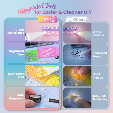 Kit Bedazzling de 50000Pcs con rhinestones de 3mm, kit Bedazzler de 40 colores, rhinestones de resina, gemas para uñas y suministros de arte con glitter, accesorios para kits de arte con diamantes con lápiz de recogida, 4pcs de pegamento B7000 de 10ml