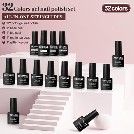36 PCS Gel Nail Polish Set-32 Colors Gel Polish Kit Base Coat Glossy Matte and Glitter Top Coat Nail - photo 2